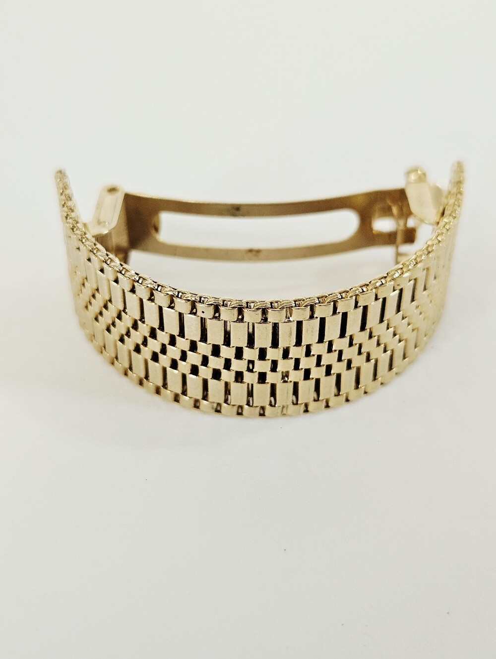 Vintage Kirks Folly Gold Tone Metal Woven Mesh Domed Textured Hair Clip Barrette - Picture 3 of 10